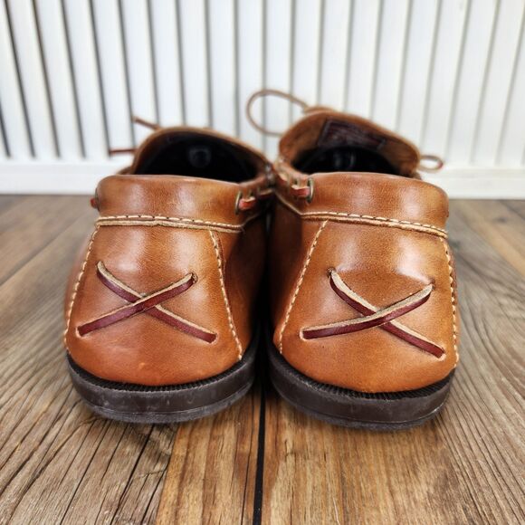 Polo Ralph Lauren Tucker Leather Moccasins Mens 10 D Brown Whipstitch Boat Shoes - Picture 4 of 10